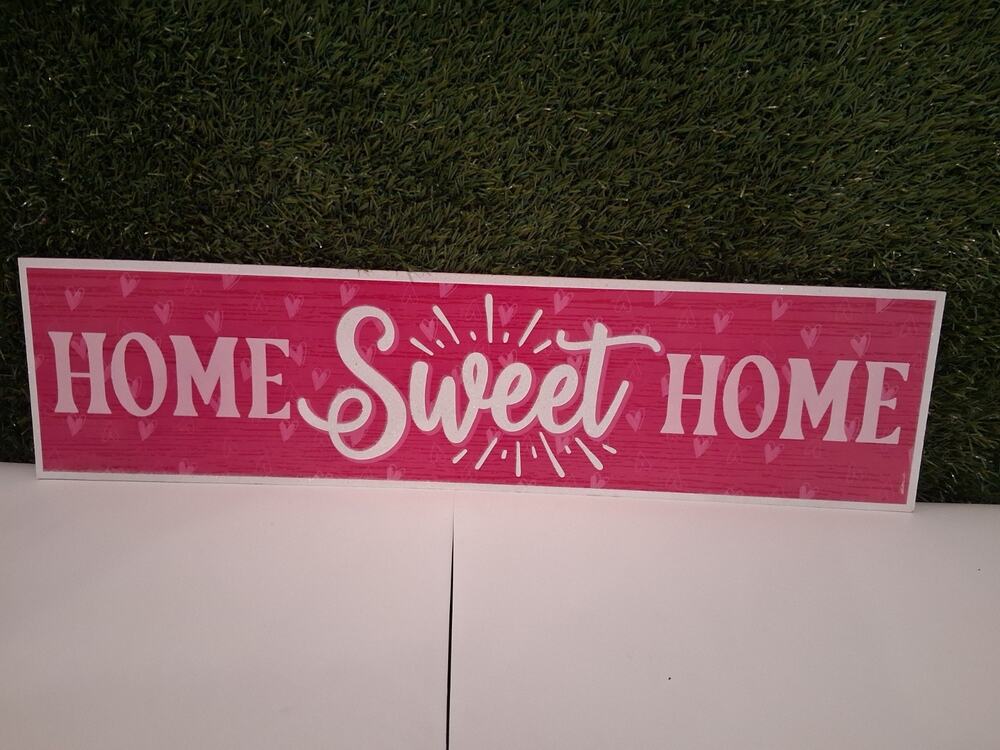 Home Sweet Home Pink Wooden Wall Decor Sign Valentine's Day Hearts 24x7 NEW
